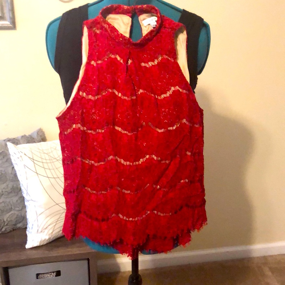 Vibrant Red lace top